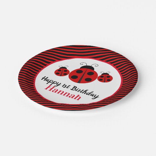 Ladybug - Aangepaste 1e verjaardag Papieren Bordje (Gekanteld)
