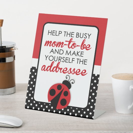 Ladybug Adres het Baby shower van de Envelop Reclamebord Met Voetstuk (Insitu)