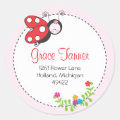 Ladybug adreslabel ronde sticker (Voorkant)
