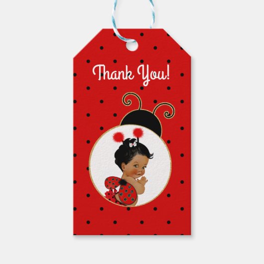 Ladybug African American Baby Girl Red & Black Cadeaulabel (Voorkant)