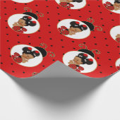 Ladybug African American Baby Girl Red & Black Cadeaupapier (Hoek)