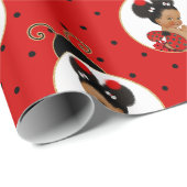 Ladybug African American Baby Girl Red & Black Cadeaupapier (Rol Hoek)