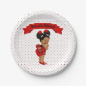 Ladybug African American Baby Girl Red Stippen Papieren Bordje (Voorkant)