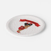 Ladybug African American Baby Girl Red Stippen Papieren Bordje (Gekanteld)