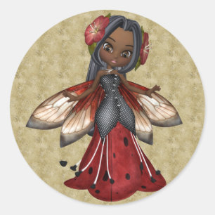 Ladybug African American Faerie Party Ronde Sticker