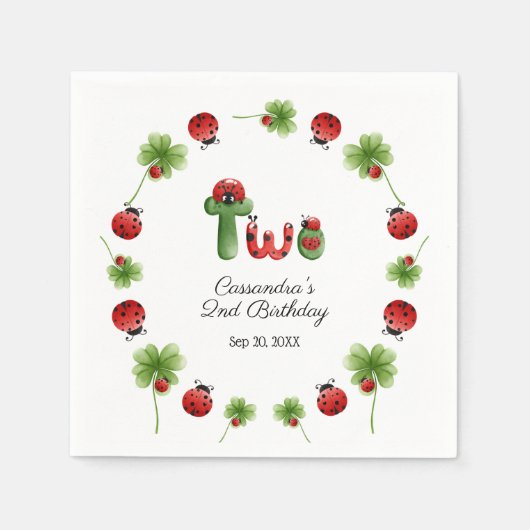 Ladybug alfabet brief Kinder 2e verjaardag welkom Servet (Voorkant)
