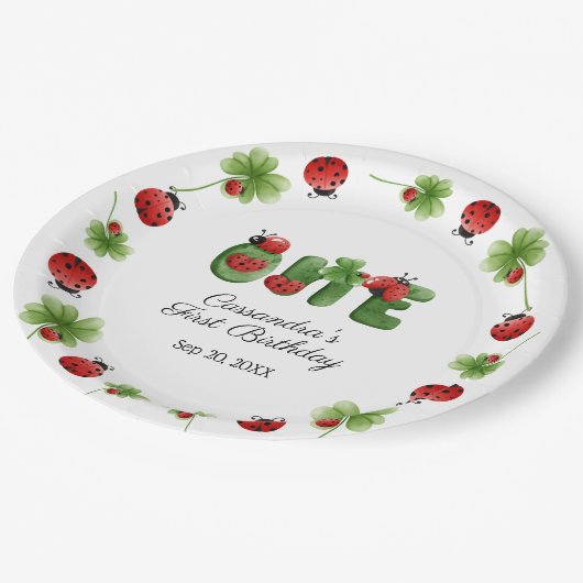 Ladybug alfabet letter Kinder 1e verjaardag welkom Papieren Bordje (Gekanteld)