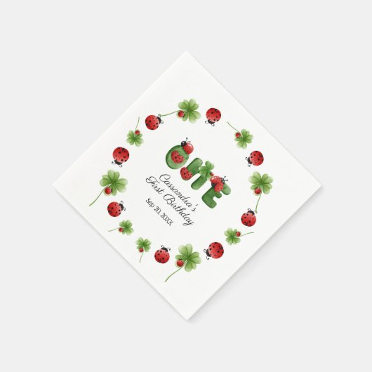 Ladybug alfabet letter Kinder 1e verjaardag welkom Servet (Hoek)