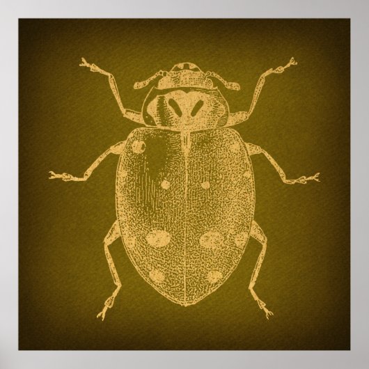  Ladybug Art Retro Gold en groene stijl Poster (Voorkant)
