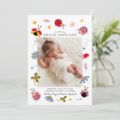 Ladybug Baby Fotogeboorteaankondiging Aankondiging (Staand voorkant)