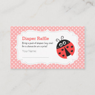 Ladybug Baby Girl Shower Diaper Raffle Tickets Informatiekaartje
