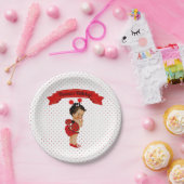 Ladybug Baby Girl White met rode Stippen Papieren Bordje (Feest)