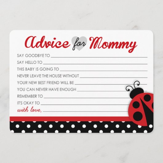 Ladybug Baby shower Advice Kaarten (Voorkant)
