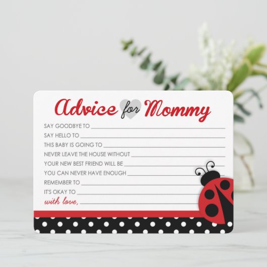 Ladybug Baby shower Advice Kaarten (Staand voorkant)