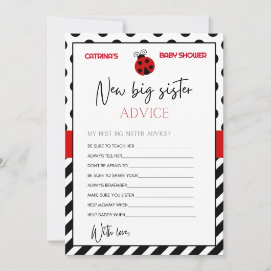 Ladybug Baby shower - bewerkbare naam, 5x7 Kaart (Voorkant)