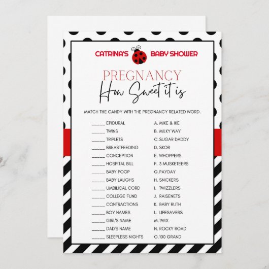 Ladybug Baby shower - bewerkbare naam, 5x7 Kaart (Voorkant / Achterkant)