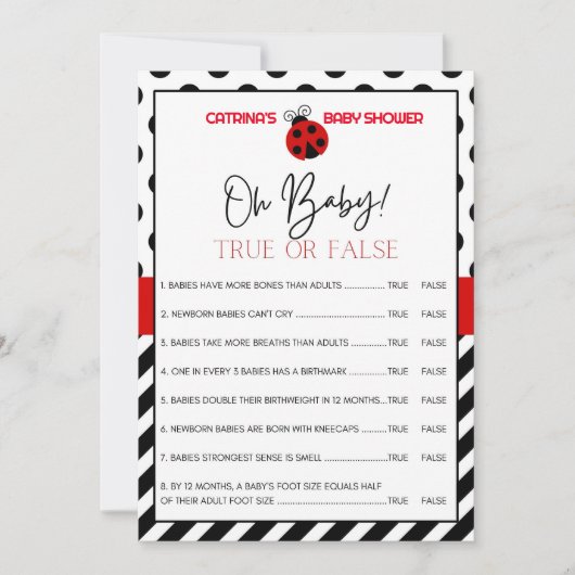 Ladybug Baby shower - bewerkbare naam, 5x7 Kaart (Voorkant)