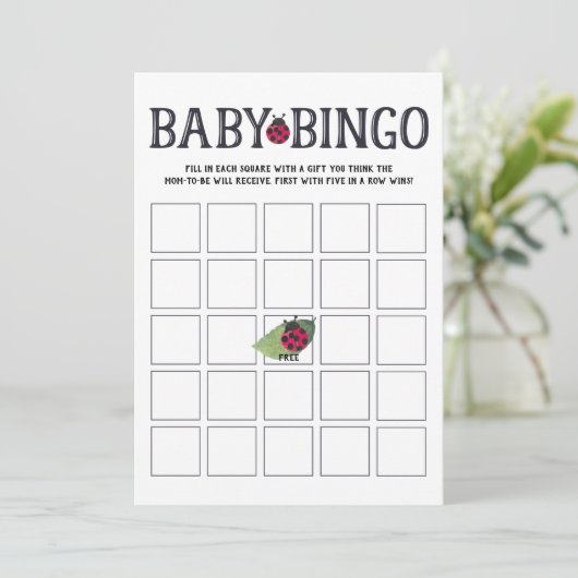 Ladybug Baby shower Bingo Kaart (Staand voorkant)