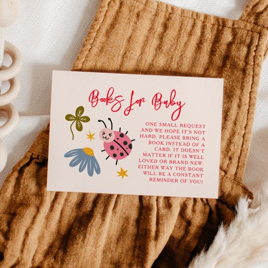 Ladybug Baby shower Boek Aanvraag Informatiekaartje
