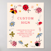Ladybug Baby shower Custom Sign Poster (Voorkant)