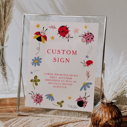 Ladybug Baby shower Custom Sign Poster