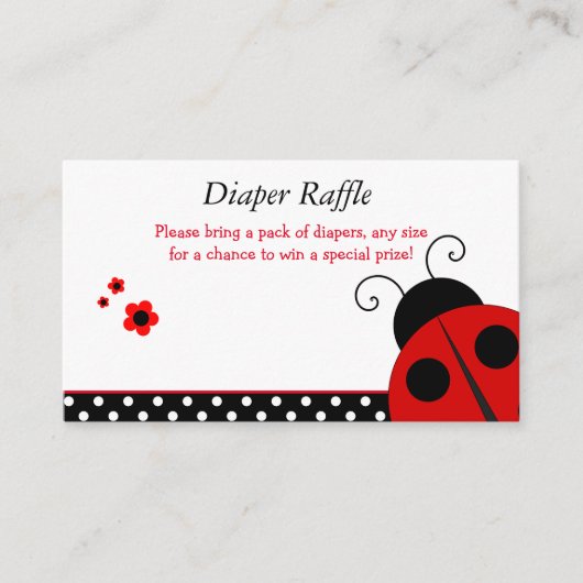 Ladybug Baby shower Diaper Raffle Enclosure Card Informatiekaartje (Voorkant)