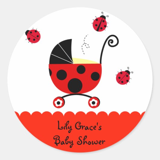 Ladybug Baby shower Favor Stickers Labels (Voorkant)