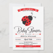 Ladybug Baby shower Girl Invitation Kaart (Voorkant)