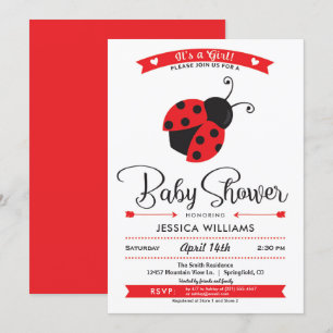 Ladybug Baby shower Girl Invitation Kaart