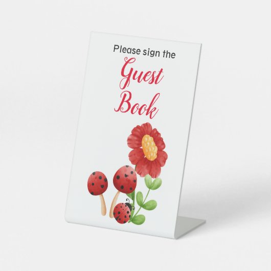 Ladybug baby shower Guest Book-teken Reclamebord Met Voetstuk (Voorkant)