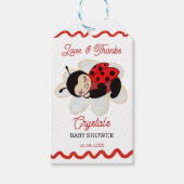 Ladybug baby shower gunst cadeaulabel (Voorkant)