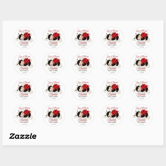 Ladybug baby shower gunst stickers (Vel)