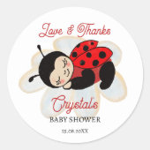 Ladybug baby shower gunst stickers (Voorkant)