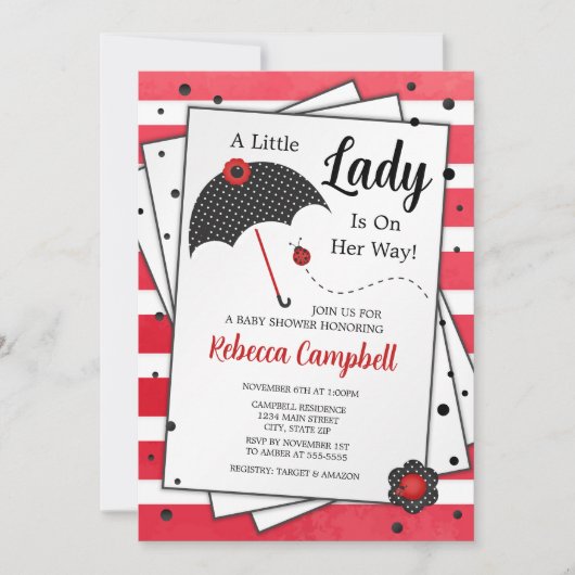 Ladybug Baby shower Invitation Kaart (Voorkant)
