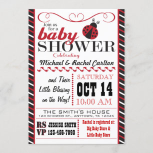 Ladybug Baby shower Invitation Kaart