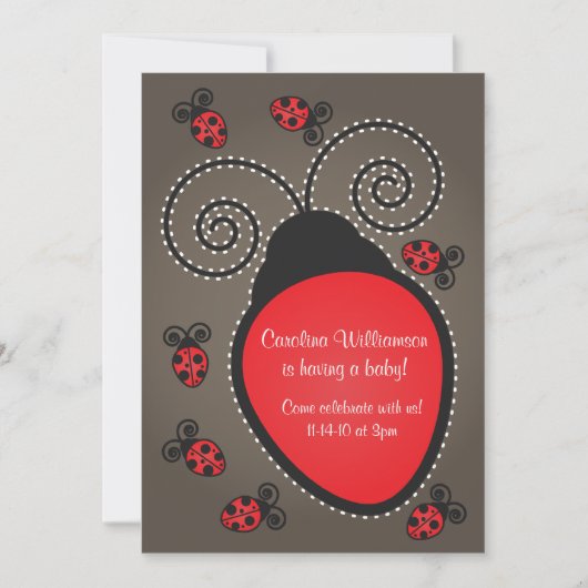 Ladybug Baby shower Invitation Kaart (Voorkant)