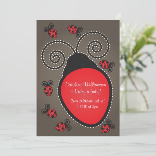 Ladybug Baby shower Invitation Kaart (Staand voorkant)