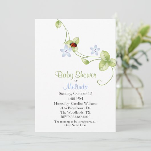 Ladybug Baby shower Invitation Kaart (Staand voorkant)
