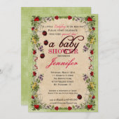 Ladybug Baby shower Invitation Kaart (Voorkant / Achterkant)