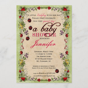 Ladybug Baby shower Invitation Kaart