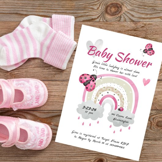 Ladybug Baby shower Invitation Kaart