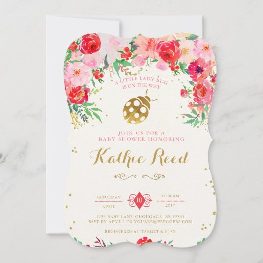 Ladybug Baby shower Invitation Kaart (Voorkant)