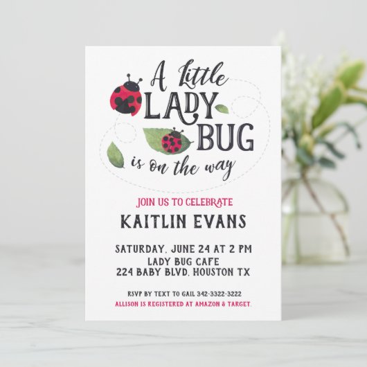 Ladybug Baby shower Invitation Kaart (Staand voorkant)