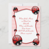Ladybug Baby shower Invitation Kaart (Achterkant)