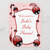Ladybug Baby shower Invitation Kaart (Voorkant / Achterkant)