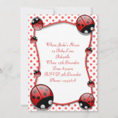 Ladybug Baby shower Invitation Kaart (Achterkant)
