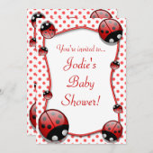 Ladybug Baby shower Invitation Kaart (Voorkant / Achterkant)