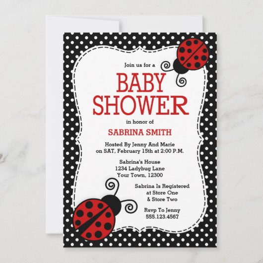 Ladybug Baby shower Invitation Kaart (Voorkant)