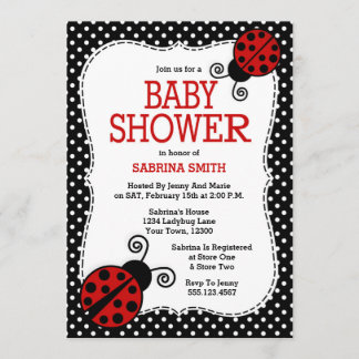 Ladybug Baby shower Invitation Kaart