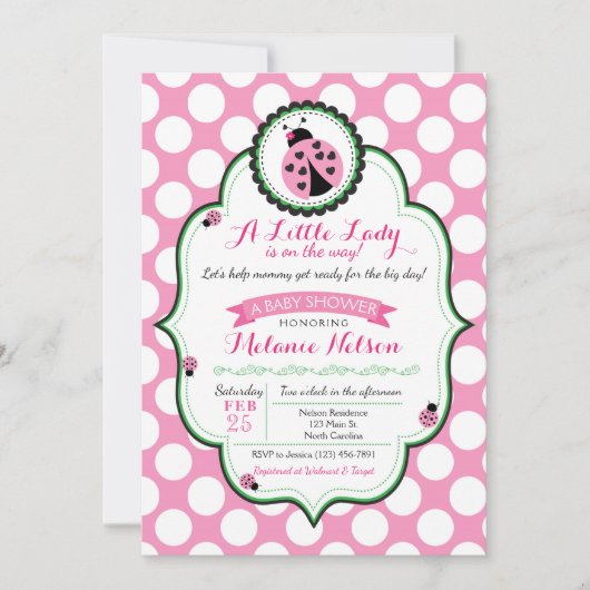 Ladybug Baby shower Invitation Kaart (Voorkant)